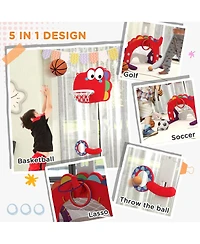 Qaba Kids Basketball Hoop, Adjustable Height 4.4-5 ft, 5 in 1 Design,