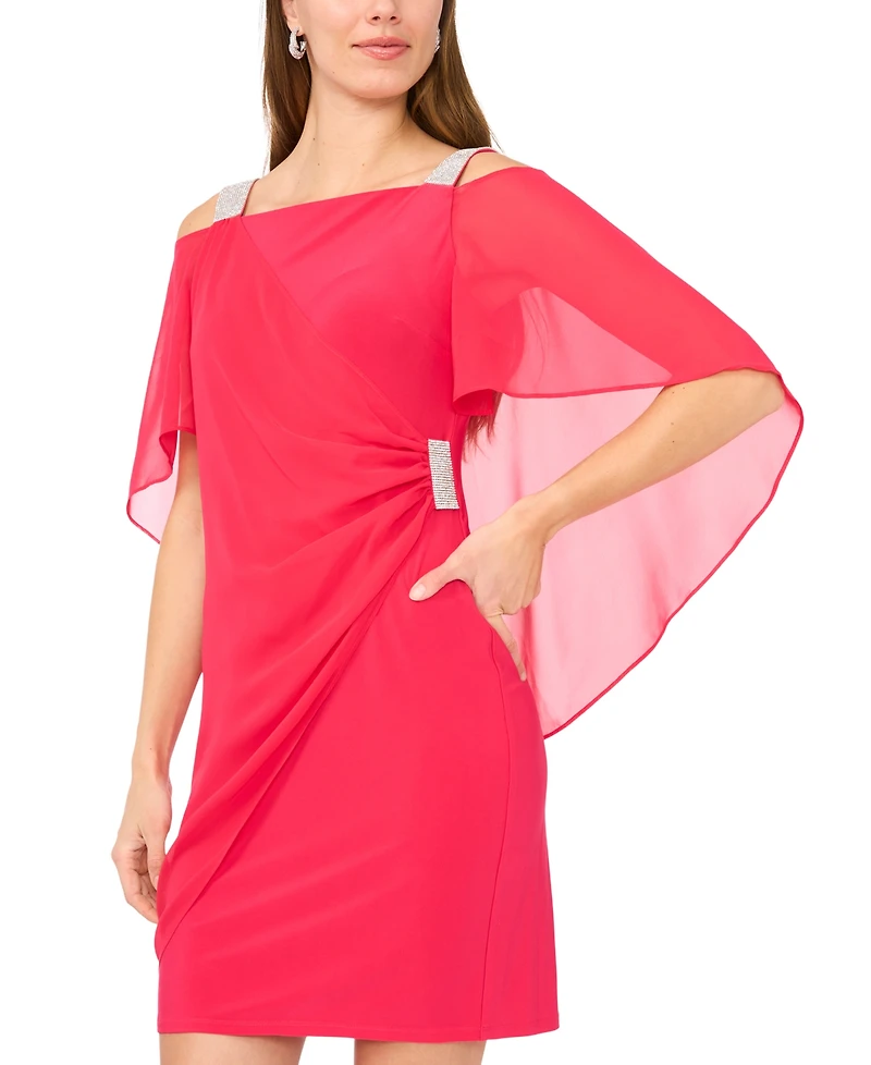Msk Petite Ruched Cape Dress