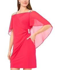 Msk Petite Ruched Cape Dress