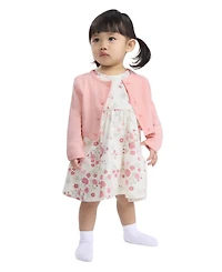 Huggies Baby Girls' Round Neck Cardigan, Dress and Bloomers, 3-Piece Set