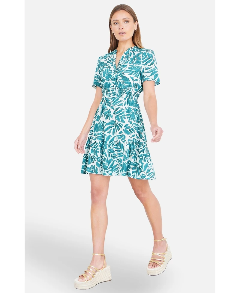 Yumi Women's Leaf Print Mini Dress