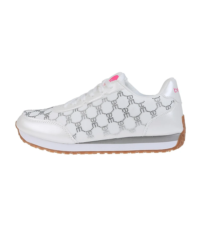 bebe Women's Sneaker with Rhinestone Mesh Upper