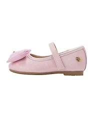 Bebe Toddler Ballet Flat with Puffy Bow and Cherry Charm