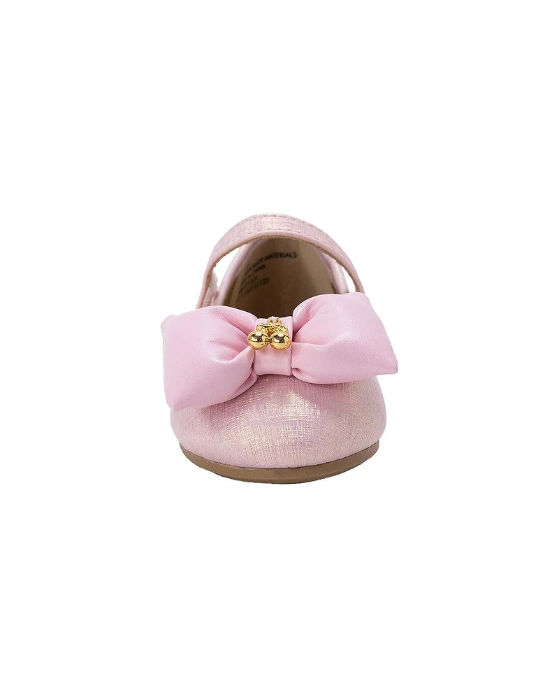Bebe Big Girls Ballet Flat with Puffy Bow and Cherry Charm