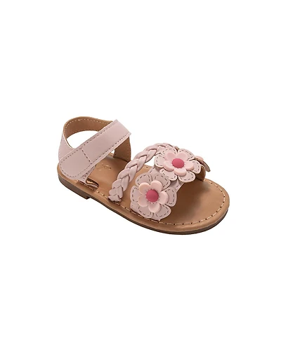 Bebe Big Girls Girl's Fashion Sandals – Dressy Shoes with Braided Detail and Flower Applique