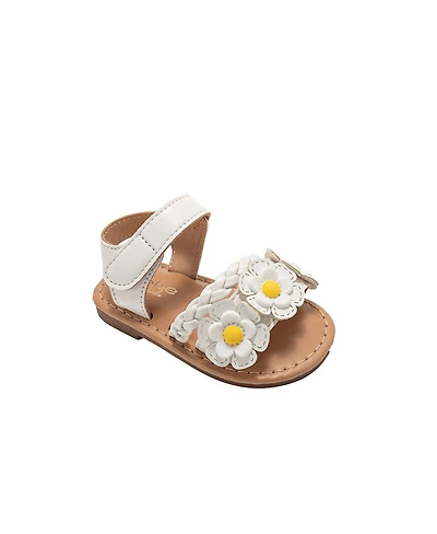 Bebe Big Girls Girl's Fashion Sandals – Dressy Shoes with Braided Detail and Flower Applique