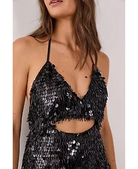 Nasty Gal Women's Disc Tassel Halter Mini Dress