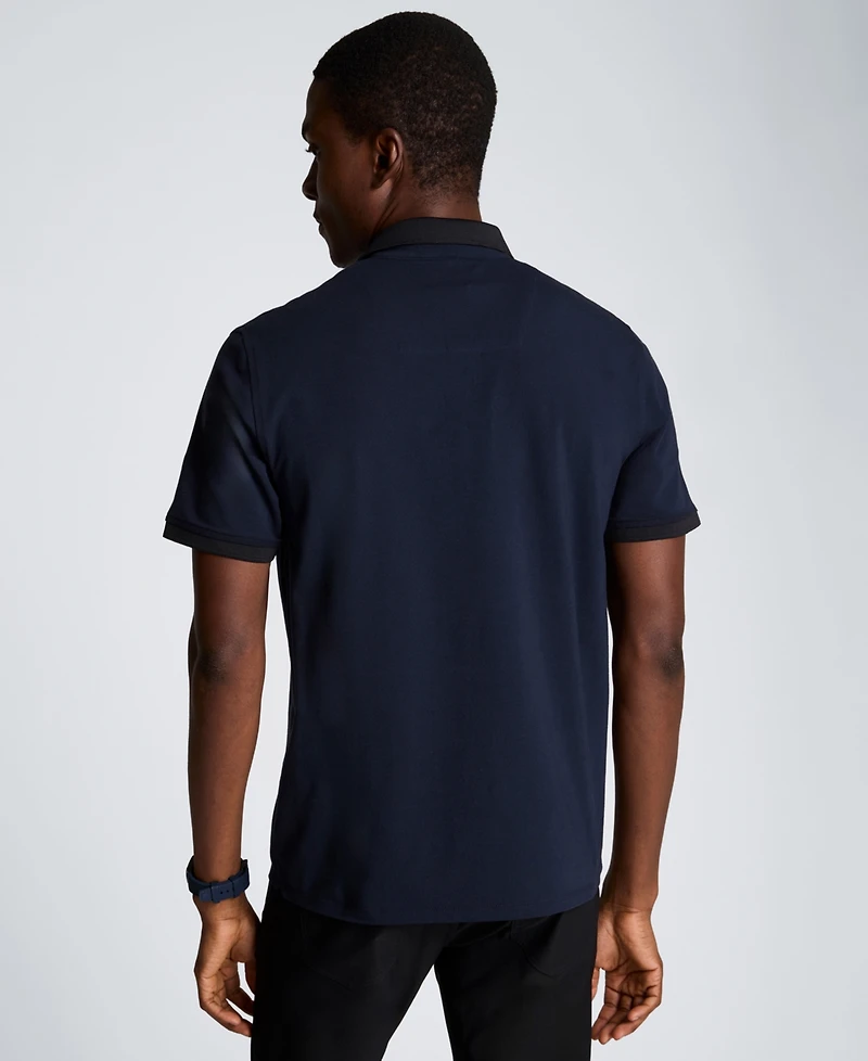 Kenneth Cole Men's Solid Button Placket Polo Shirt