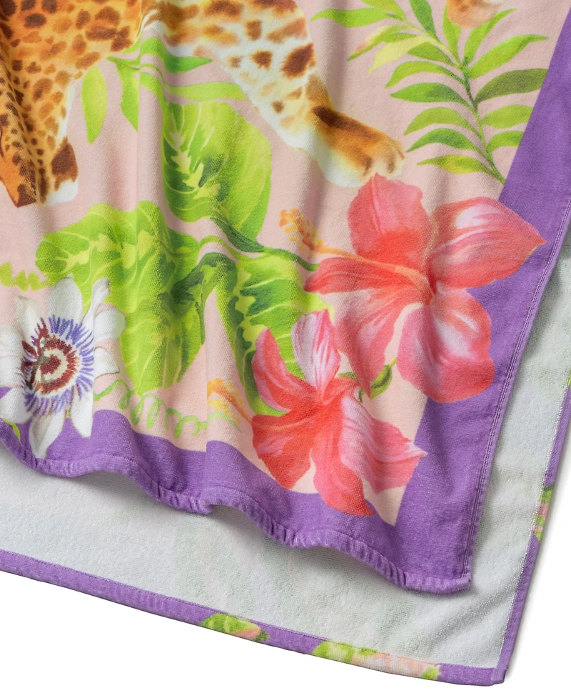 The Beach House Cotton Hidden Leopard Printed Beach Towel, 38" x 70"