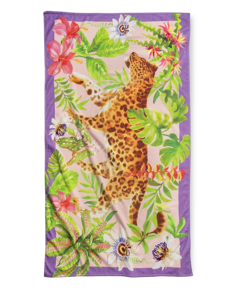 The Beach House Cotton Hidden Leopard Printed Beach Towel, 38" x 70"