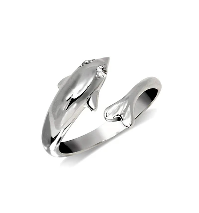 Curata Jewelry Solid 10K Gold Adjustable Nautical Dolphin Toe Ring