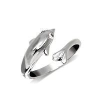 Curata Jewelry Solid 10K Gold Adjustable Nautical Dolphin Toe Ring