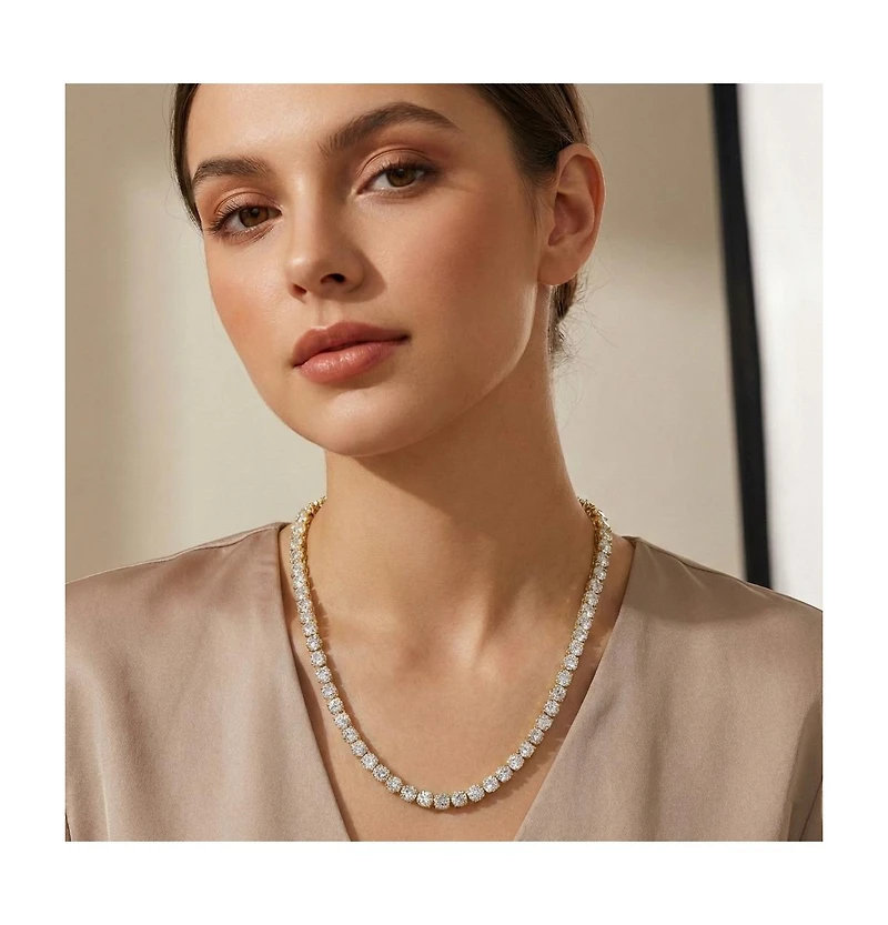 Classic 4mm Clear Round Cubic Zirconia Tennis Necklace
