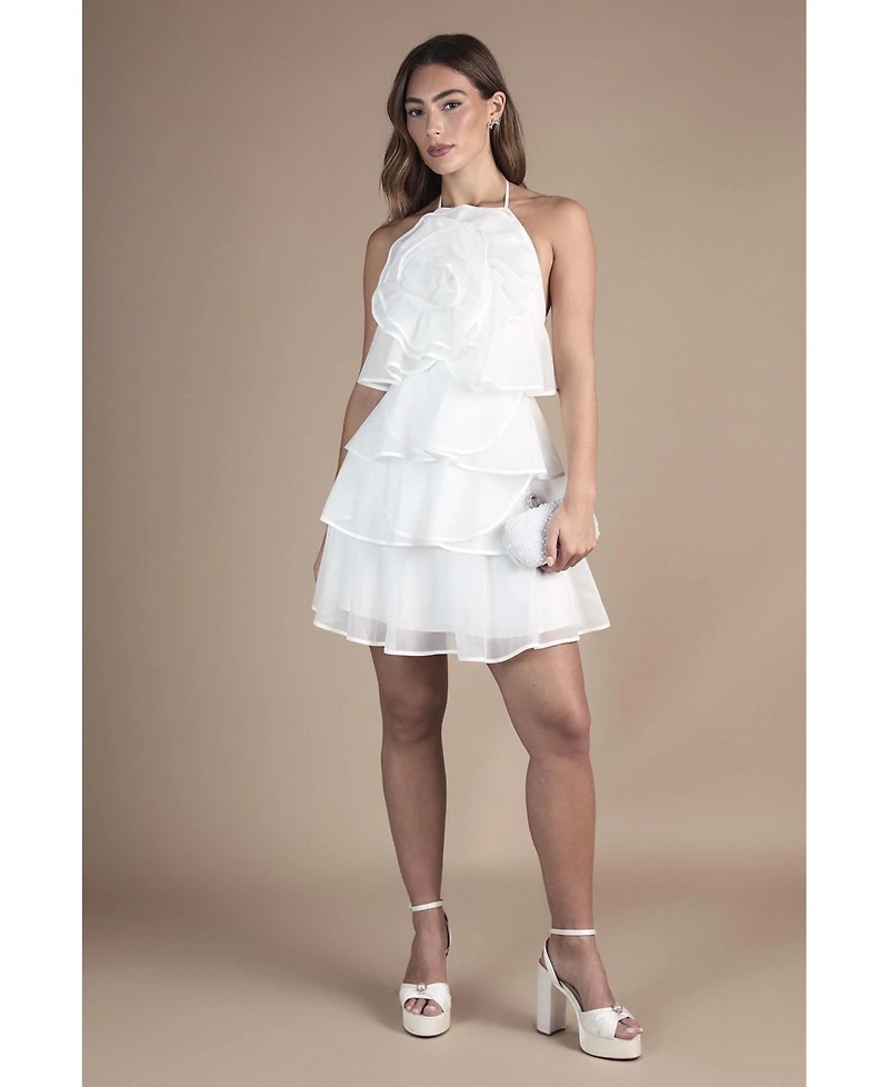 Coast Women's Corsage Halter Bridal Mini Dress