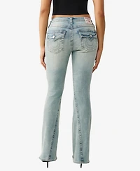 True Religion Women's Joey Mid-Rise Flare Big T Flap Jeans