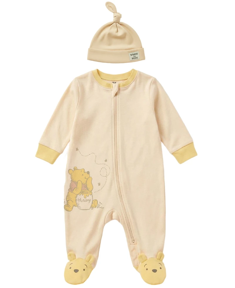 Disney Baby Boys' or Girls' Crewneck Sleep & Play Coverall and Hat, 2-Piece Set