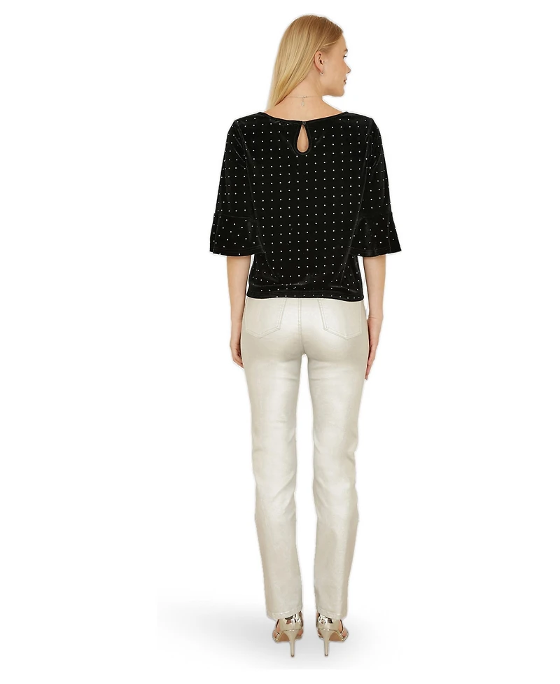 Yumi Women's Fluted Sleeve Relaxed Fit Top