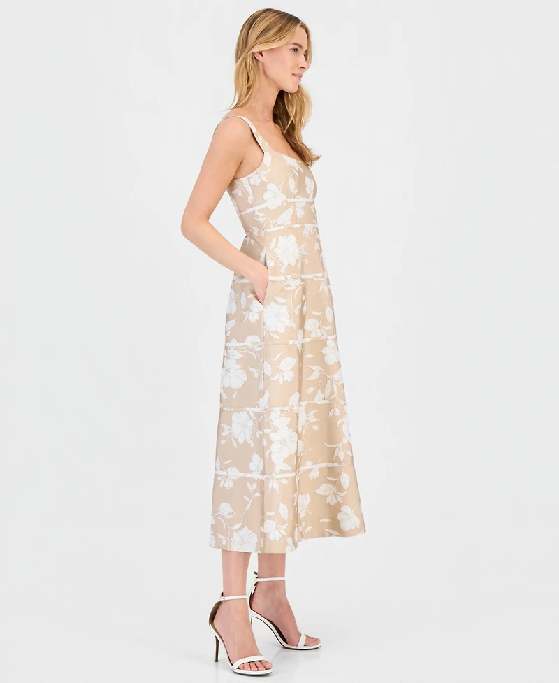 Anne Klein Women's Contrast-Cording A-Line Midi Dress