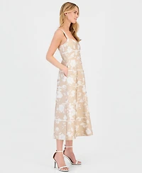 Anne Klein Women's Contrast-Cording A-Line Midi Dress