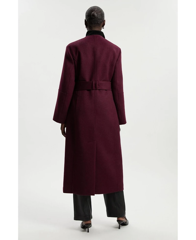 Karen Millen Women's Wool Single Breasted Belted Maxi Coat