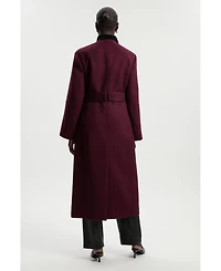 Karen Millen Women's Wool Single Breasted Belted Maxi Coat