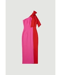 Karen Millen Women's Soft Tailored Bow Tie-Neck Midi Dress