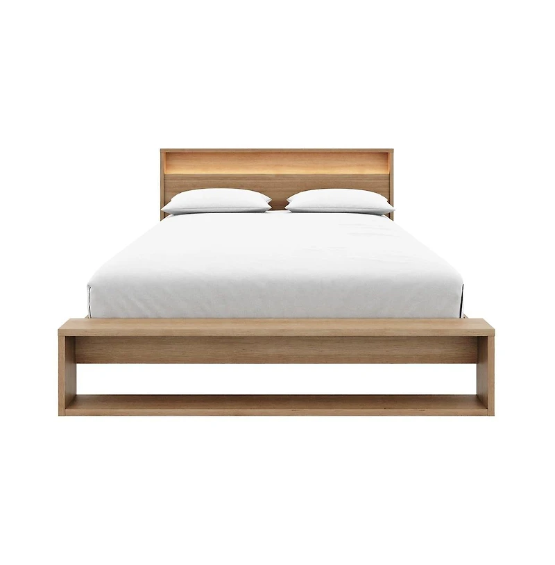 Nexera Gael Slatted Bedframe and Headboard with Integrated Light