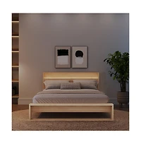 Nexera Gael Slatted Bedframe and Headboard with Integrated Light