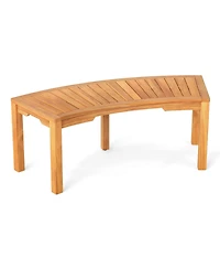 Outdoor Curved Bench with Slatted Seat Wrap Around Tree Bench 2-Person Seating