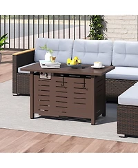 Costway 40-Inch Outdoor Propane Fire Pit with Lava Rocks Removable Lid & Protective Cover