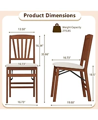 Costway Kitchen Chairs with Rubber Wood Frame Upholstered Seat Hollowed Backrest