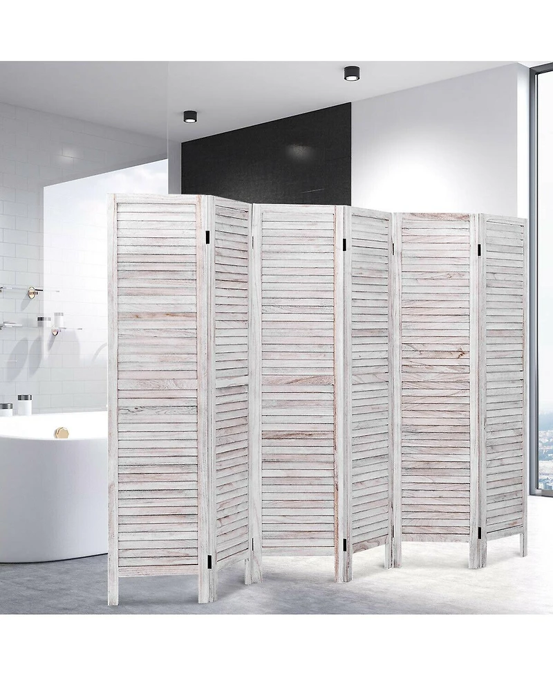 Costway 67'' High 6 Panel Room Divider Furniture Classic Venetian Wooden Slat Home