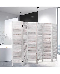 Costway 67'' High 6 Panel Room Divider Furniture Classic Venetian Wooden Slat Home