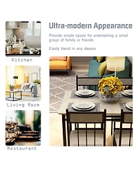 Costway 5 Piece Faux Marble Dining Set Table and 4 Chairs Kitchen Breakfast Furniture