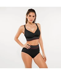 Popilush Women's Boho Trim High Waist Tummy Control Bikini Set