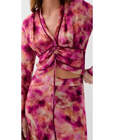 Scalpers Women's Tie Velvet Print Shirt