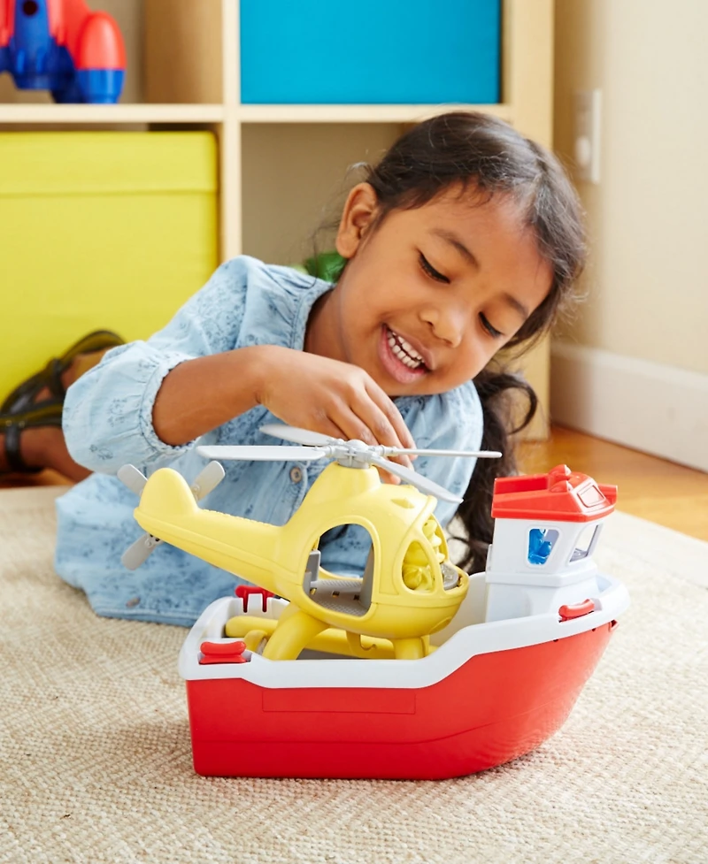 Green Toys Rescue Boat Helicopter