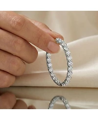 Clear Cubic Zirconia Accent Hoop Earrings