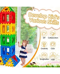 Mecale 32-Piece Waffle Block Building Set for Kids, Stacking Toy