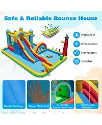 Mecale Giant Inflatable Water Slide Park with Long Slide and 750W Blower Included