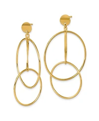Curata Jewelry Solid 18k Yellow Gold Italian 54x32mm Double Circle Statement Post Earrings