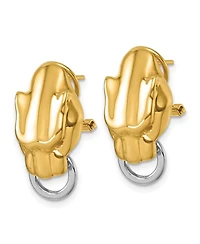Curata Jewelry Solid 18k Two-tone Gold Italian 24x13mm Panther Head Omega Back Earrings