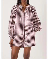 Hush Women's Elsa Gathered Gingham Beach Shirt