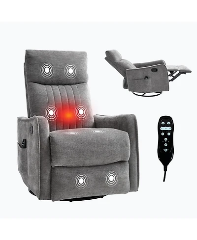 sumyeg Recliner Chair with Heat Massage Manual Rocker and Swivel