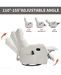 sumyeg Recliner Chair with Heat Massage Manual Rocker and Swivel