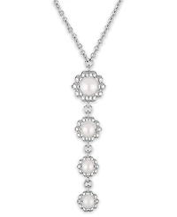 Macy's Cultured Freshwater Pearl (4.5-6.5mm) Flower Drop Y-Necklace in Sterling Silver