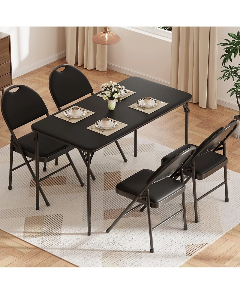 gaomon Folding Table, 47 Inch Card Table with Pu Padded Tabletop, Portable Multifunctional Game Table