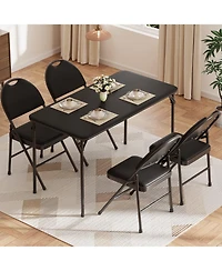 gaomon Folding Table, 47 Inch Card Table with Pu Padded Tabletop, Portable Multifunctional Game Table