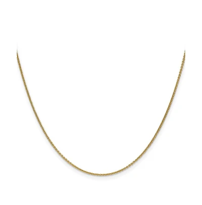Curata Jewelry Solid 18k Yellow Gold Italian 1.15mm Sparkle-Cut Open Elongated Cable Chain Necklace 16 -24 Inches Chain Necklace