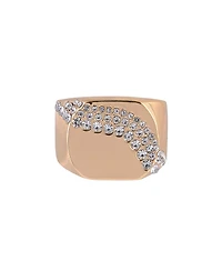 Laundry by Shelli Segal Gold Tone Square Ring with Crystal Stone Accents